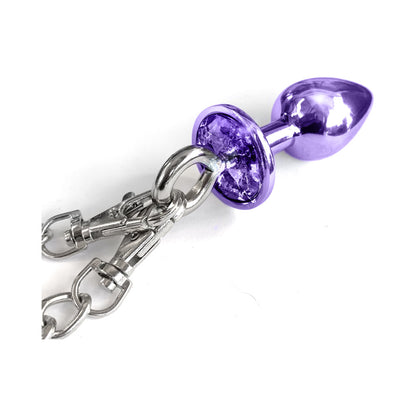 GLOBAL NOVELTIES - NIXIE BUTT PLUG & FURRY HANDCUFF SET MEDIUM METALLIC