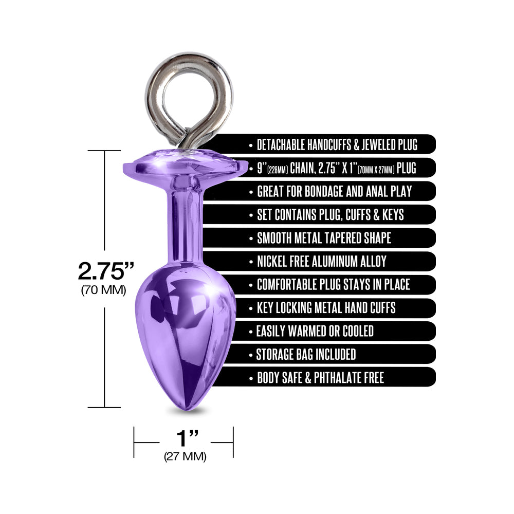GLOBAL NOVELTIES - NIXIE BUTT PLUG & FURRY HANDCUFF SET MEDIUM METALLIC