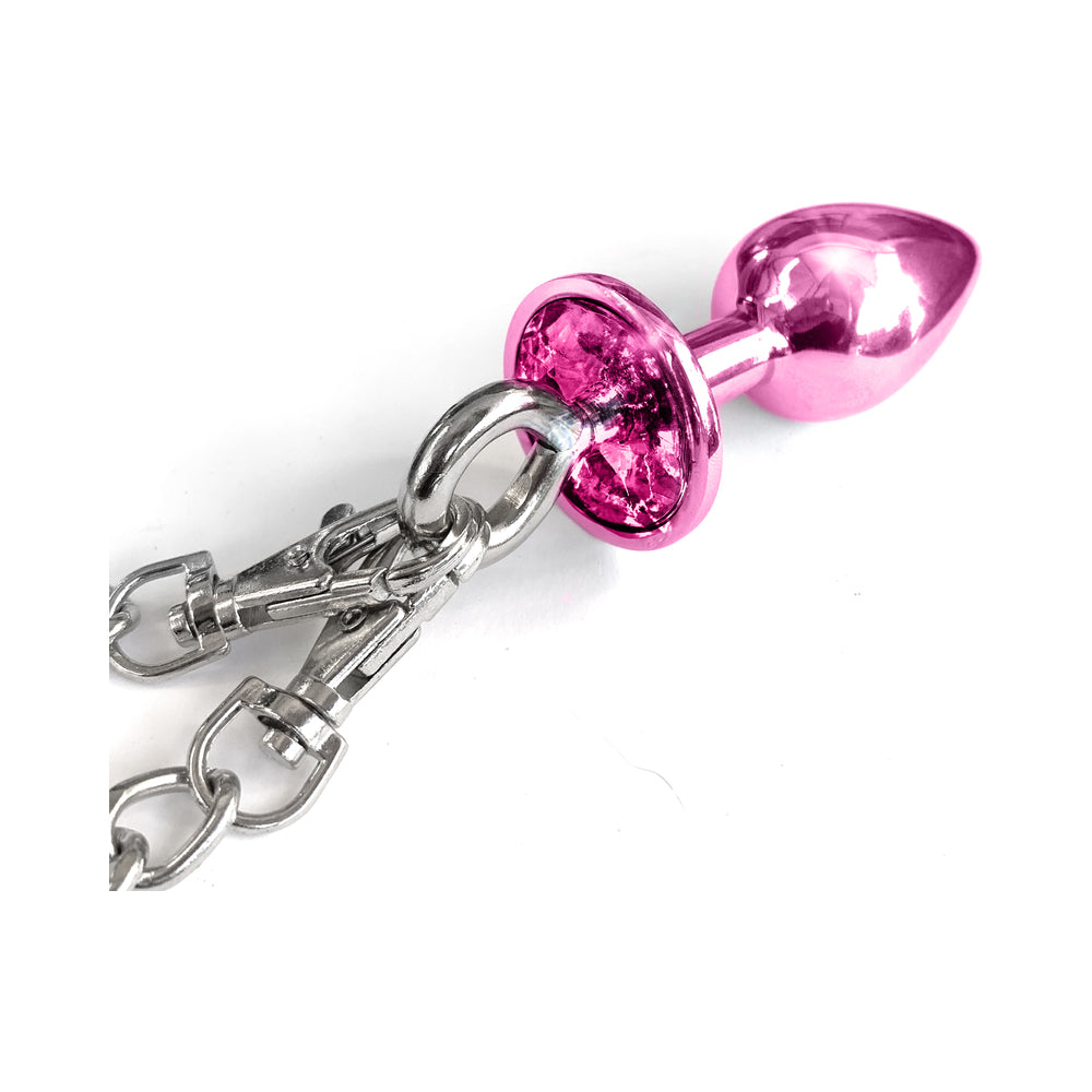GLOBAL NOVELTIES - NIXIE BUTT PLUG & FURRY HANDCUFF SET MEDIUM METALLIC