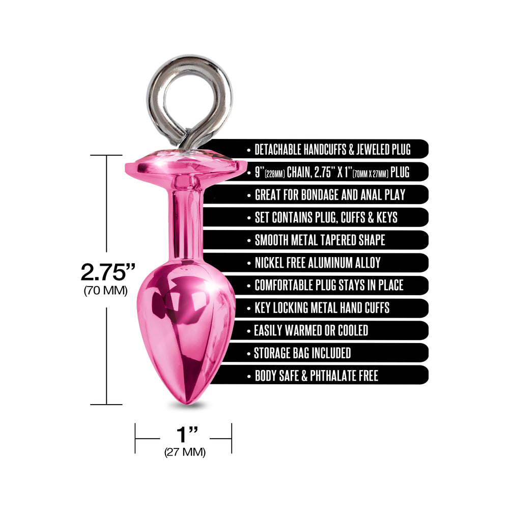 GLOBAL NOVELTIES - NIXIE BUTT PLUG & FURRY HANDCUFF SET MEDIUM METALLIC