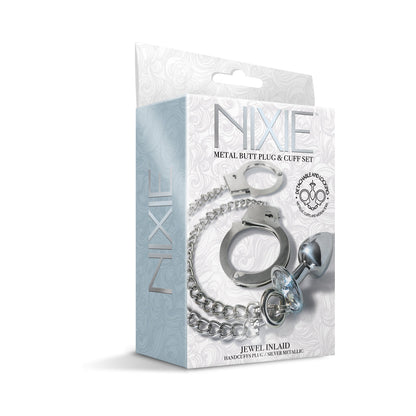 NIXIE METAL BUTT PLUG & HANDCUFFS SET SILVER