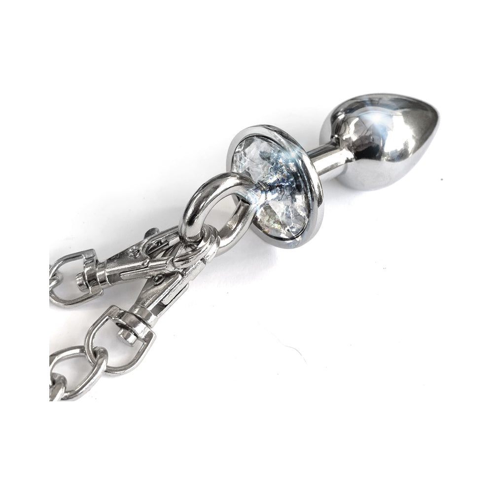 NIXIE METAL BUTT PLUG & HANDCUFFS SET SILVER