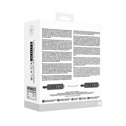 OUCH! BLACK & WHITE ADJUSTABLE BONDED LEATHER WRIST OR ANKLE CUFFS BLACK