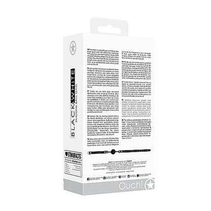 OUCH! BLACK & WHITE SILICONE BALL GAG WITH ADJUSTABLE BONDED LEATHER STRAPS BLACK