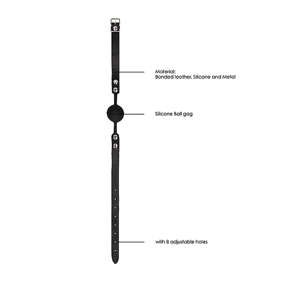 OUCH! BLACK & WHITE SILICONE BALL GAG WITH ADJUSTABLE BONDED LEATHER STRAPS BLACK