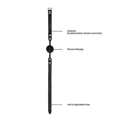 OUCH! BLACK & WHITE SILICONE BALL GAG WITH ADJUSTABLE BONDED LEATHER STRAPS BLACK