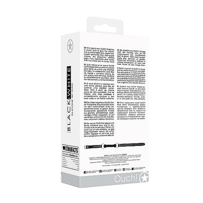 OUCH! BLACK & WHITE SILICONE BIT GAG WITH ADJUSTABLE BONDED LEATHER STRAPS BLACK