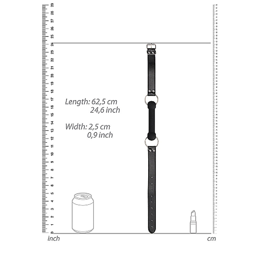 SHOTS - OUCH! BLACK & WHITE SILICONE BIT GAG WITH ADJUSTABLE BONDED LEATHER STRAPS BLACK