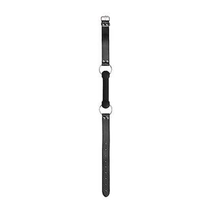 SHOTS - OUCH! BLACK & WHITE SILICONE BIT GAG WITH ADJUSTABLE BONDED LEATHER STRAPS BLACK