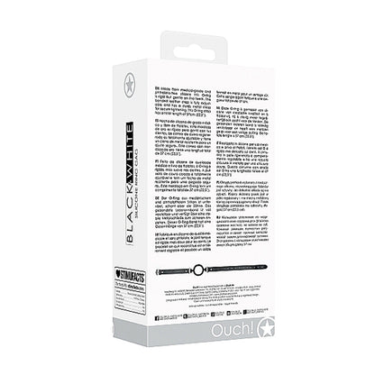 SHOTS - OUCH! BLACK & WHITE SILICONE RING GAG WITH ADJUSTABLE BONDED LEATHER STRAPS BLACK