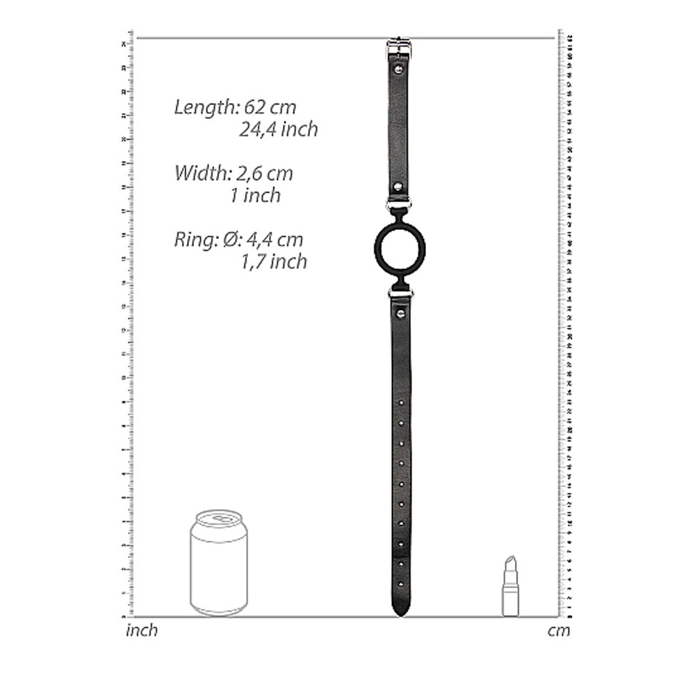 OUCH! BLACK & WHITE SILICONE RING GAG WITH ADJUSTABLE BONDED LEATHER STRAPS BLACK