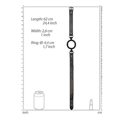 OUCH! BLACK & WHITE SILICONE RING GAG WITH ADJUSTABLE BONDED LEATHER STRAPS BLACK