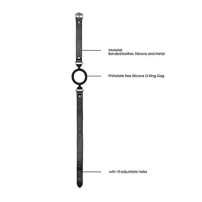 OUCH! BLACK & WHITE SILICONE RING GAG WITH ADJUSTABLE BONDED LEATHER STRAPS BLACK