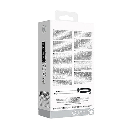 OUCH! BLACK & WHITE BREATHABLE BALL GAG WITH NIPPLE CLAMPS BLACK