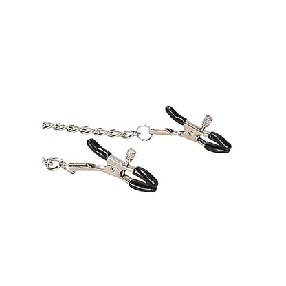 OUCH! BLACK & WHITE BREATHABLE BALL GAG WITH NIPPLE CLAMPS BLACK