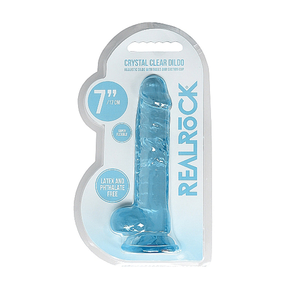 SHOTS - REALROCK CRYSTAL CLEAR REALISTIC 7 IN. DILDO WITH BALLS AND SUCTION CUP CLEAR