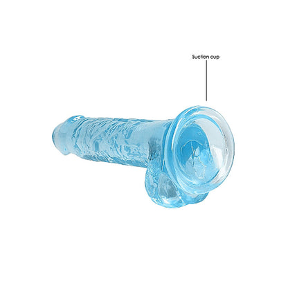 SHOTS - REALROCK CRYSTAL CLEAR REALISTIC 7 IN. DILDO WITH BALLS AND SUCTION CUP TURQUOISE