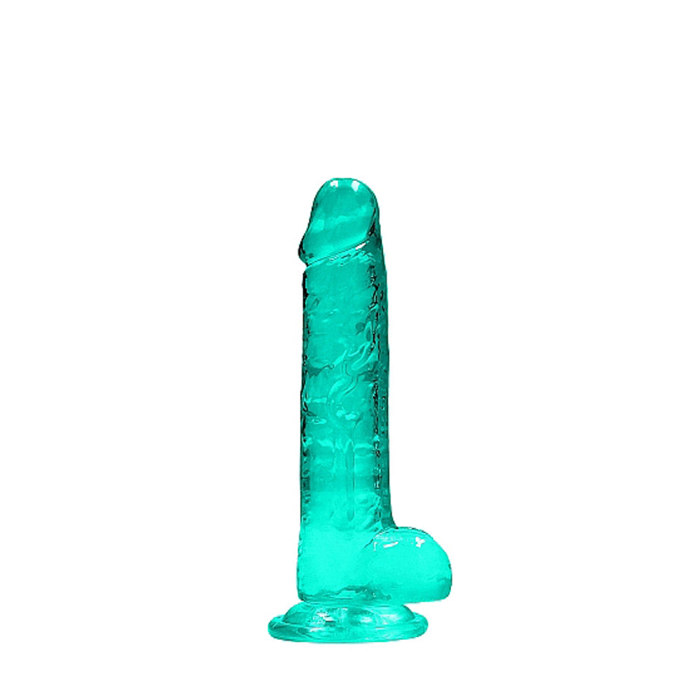 REALROCK CRYSTAL CLEAR REALISTIC 7 IN. DILDO WITH BALLS AND SUCTION CUP TURQUOISE