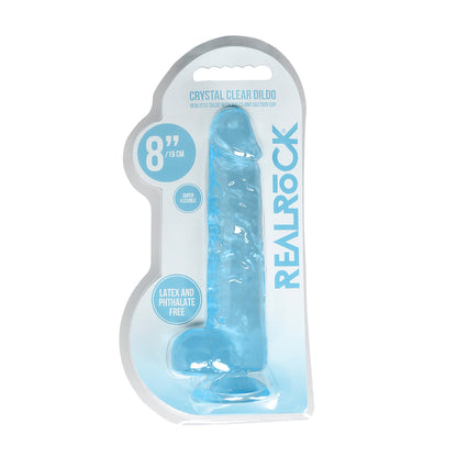 SHOTS - REALROCK CRYSTAL CLEAR REALISTIC 8 IN. DILDO WITH BALLS AND SUCTION CUP CLEAR