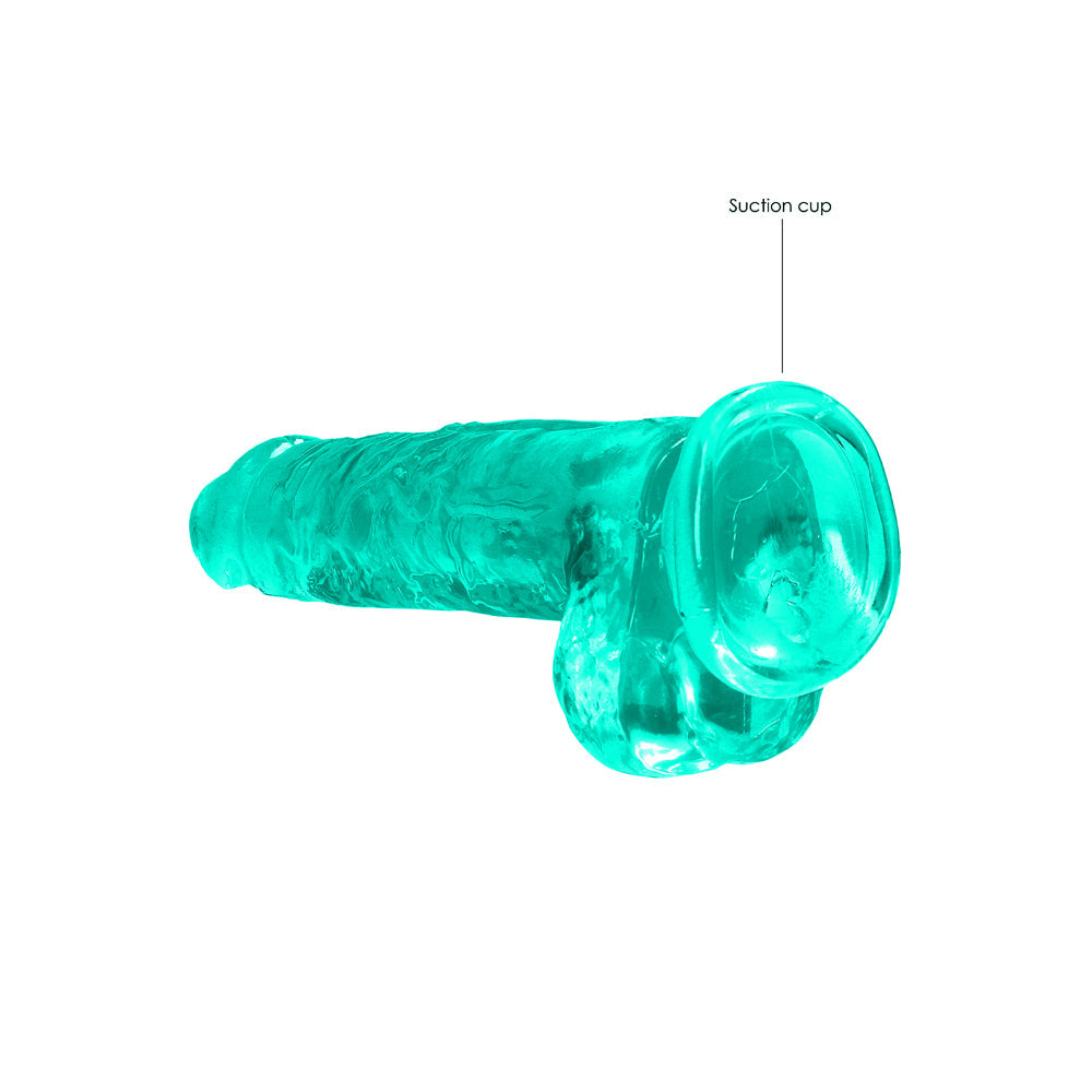 SHOTS - REALROCK CRYSTAL CLEAR REALISTIC 8 IN. DILDO WITH BALLS AND SUCTION CUP PINK