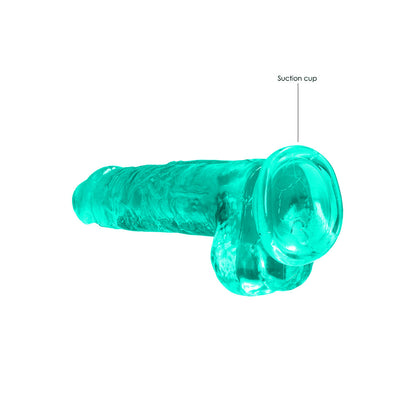 SHOTS - REALROCK CRYSTAL CLEAR REALISTIC 8 IN. DILDO WITH BALLS AND SUCTION CUP PINK
