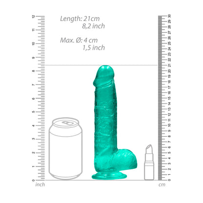 SHOTS - REALROCK CRYSTAL CLEAR REALISTIC 8 IN. DILDO WITH BALLS AND SUCTION CUP PINK