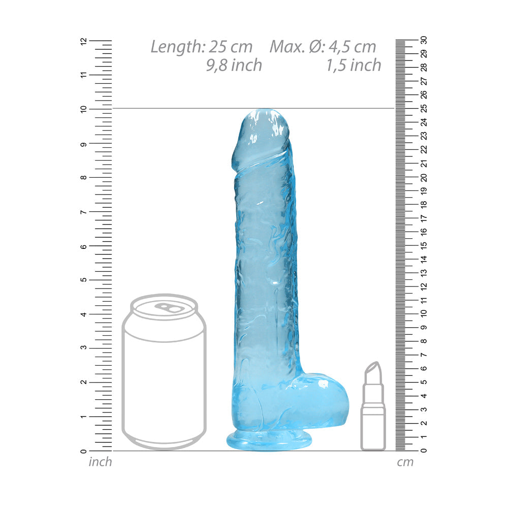 SHOTS - REALROCK CRYSTAL CLEAR REALISTIC 9 IN. DILDO WITH BALLS AND SUCTION CUP PINK