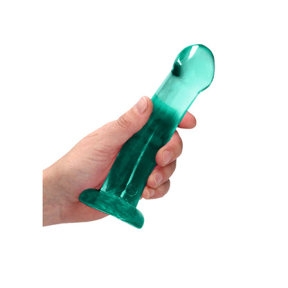 SHOTS - REALROCK CRYSTAL CLEAR NON-REALISTIC 7 IN. DILDO WITH SUCTION CUP TURQUOISE