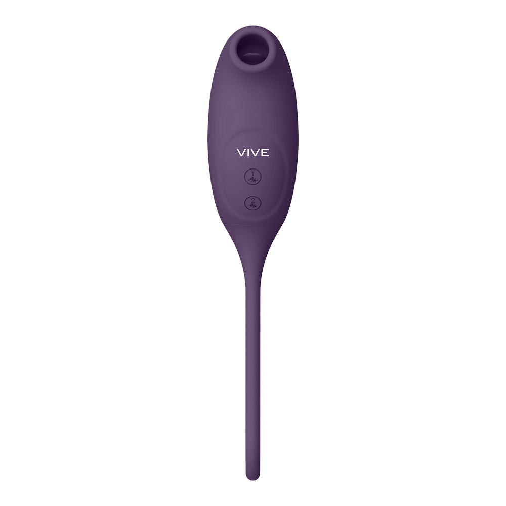 VIVE QUINO RECHARGEABLE AIR WAVE & VIBRATING SILICONE EGG VIBRATOR PURPLE