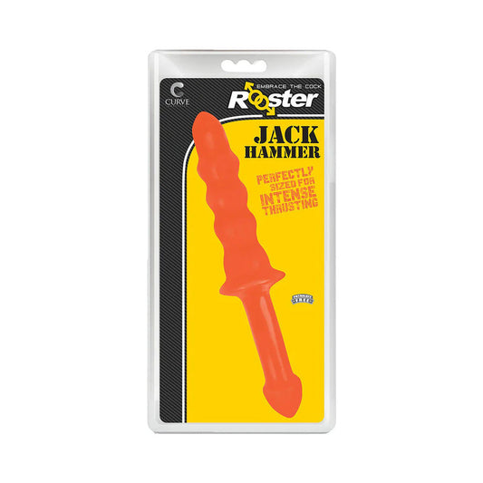 CURVE NOVELTIES - CURVE TOYS ROOSTER JACKHAMMER 10.5 IN. RIPPLED DILDO WITH INSERTABLE HANDLE ORANGE