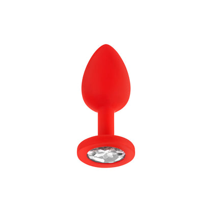 LUV INC. - LUV INC JP31 JEWELED SMALL PLUG SILICONE WITH 3-PIECE INTERCHANGEABLE GEMS RED