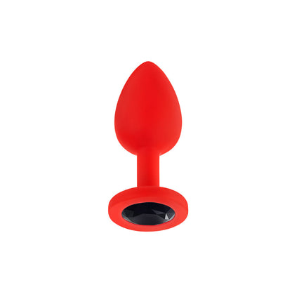 LUV INC. - LUV INC JP31 JEWELED SMALL PLUG SILICONE WITH 3-PIECE INTERCHANGEABLE GEMS RED