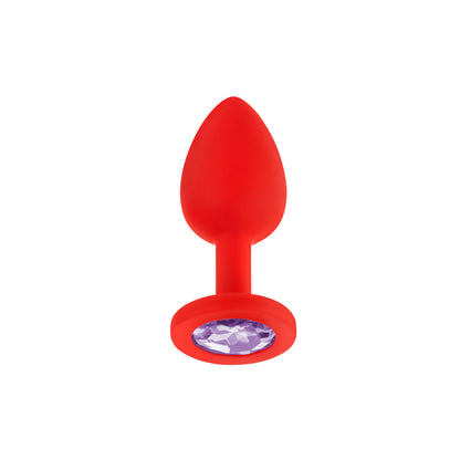 LUV INC. - LUV INC JP31 JEWELED SMALL PLUG SILICONE WITH 3-PIECE INTERCHANGEABLE GEMS RED