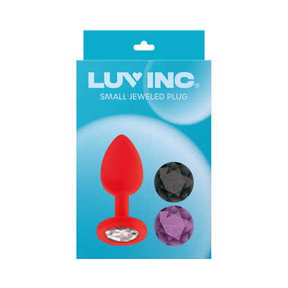 LUV INC. - LUV INC JP31 JEWELED SMALL PLUG SILICONE WITH 3-PIECE INTERCHANGEABLE GEMS RED