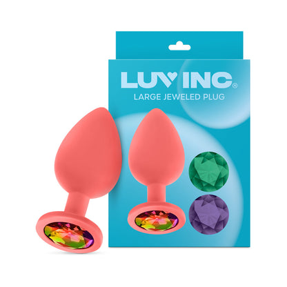 LUV INC. - LUV INC JP33 TAPÓN GRANDE DE SILICONA CON JOYAS Y GEMAS INTERCAMBIABLES DE 3 PIEZAS CORAL
