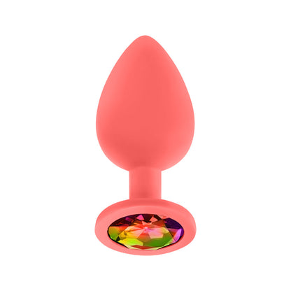 LUV INC. - LUV INC JP33 TAPÓN GRANDE DE SILICONA CON JOYAS Y GEMAS INTERCAMBIABLES DE 3 PIEZAS CORAL