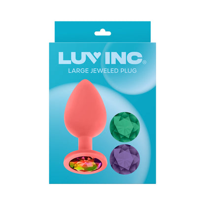 LUV INC. - LUV INC JP33 TAPÓN GRANDE DE SILICONA CON JOYAS Y GEMAS INTERCAMBIABLES DE 3 PIEZAS CORAL