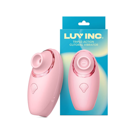 LUV INC TV11 TRIPLE-ACTION CLITORAL VIBRATOR RECHARGEABLE SILICONE 3-IN-1 STIMULATOR PINK