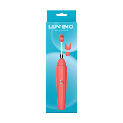 LUV INC. - LUV INC OP10 ORGASM PEN RECHARGEABLE PINPOINT VIBRATOR WITH 3 ATTACHMENTS CORAL