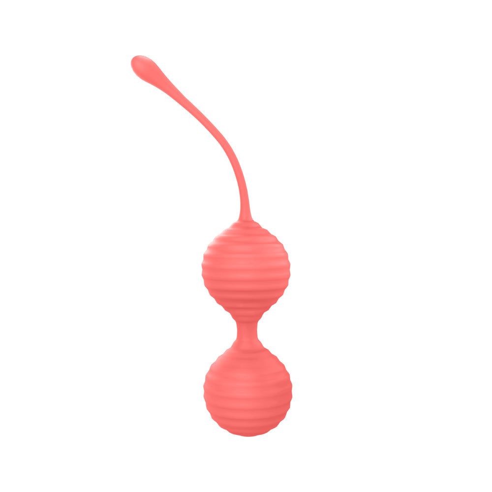 LUV INC KG88 KEGEL BALLS RIBBED SILICONE 2-PIECE SET CORAL