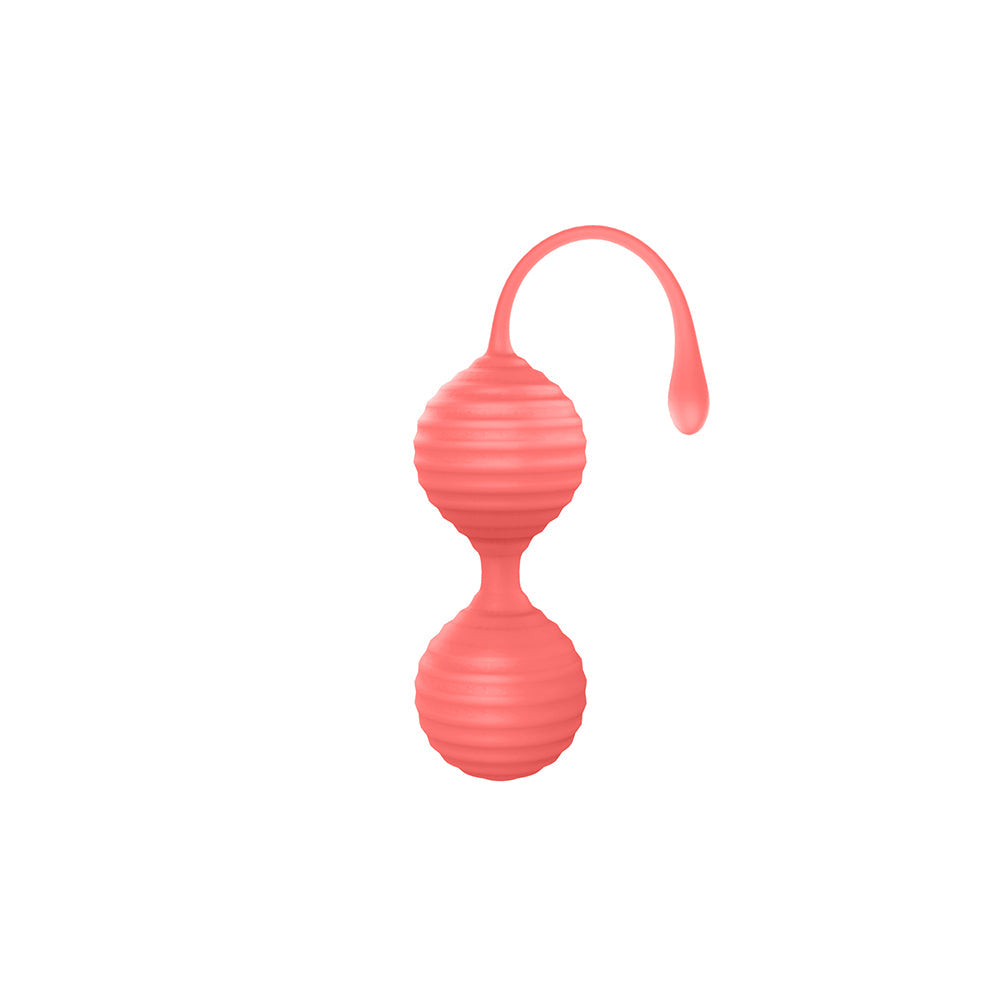 LUV INC KG88 KEGEL BALLS RIBBED SILICONE 2-PIECE SET CORAL
