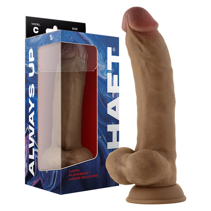 SHAFT MODEL C: 9.5 IN. DUAL DENSITY SILICONE DILDO WITH BALLS OAK