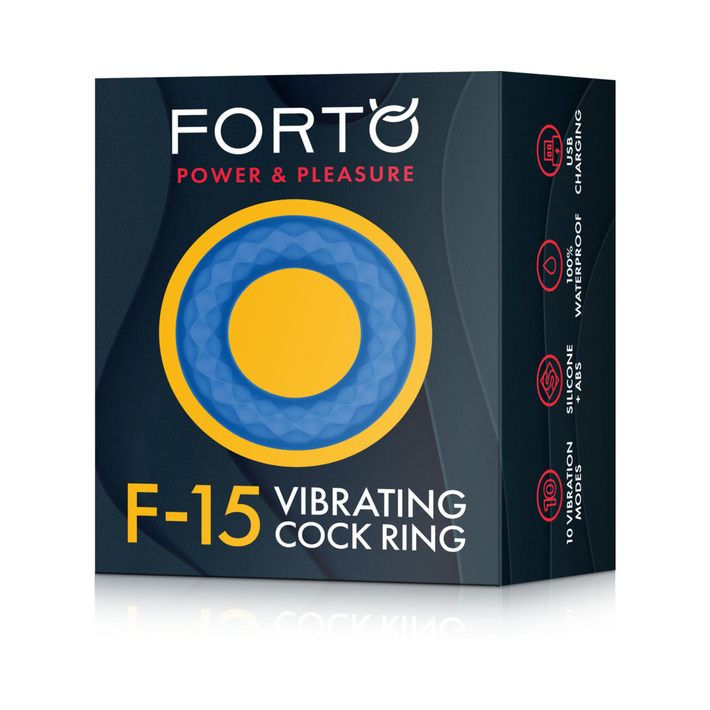FORTO F-15 RECHARGEABLE SILICONE VIBRATING COCKRING BLUE