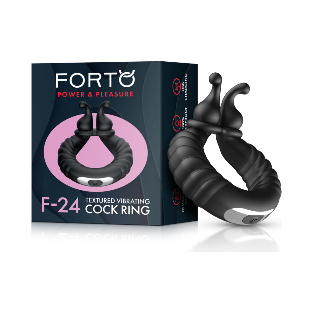 FORTO - ANILLO VIBRADOR TEXTURIZADO DE SILICONA RECARGABLE F 24