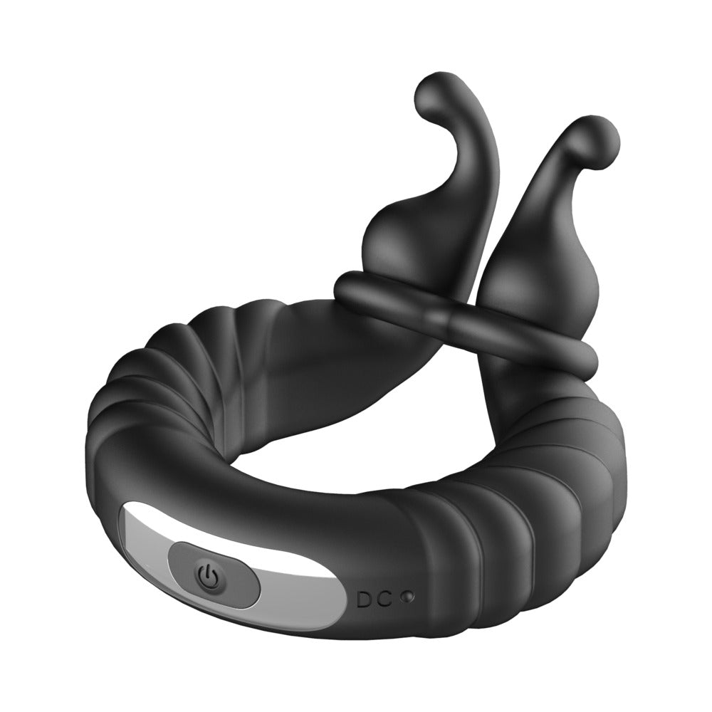 FORTO F-24 RECHARGEABLE SILICONE TEXTURED VIBRATING COCKRING BLACK