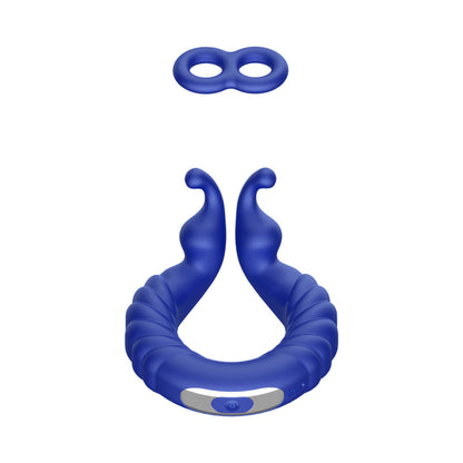 FORTO F-24 RECHARGEABLE SILICONE TEXTURED VIBRATING COCKRING BLUE