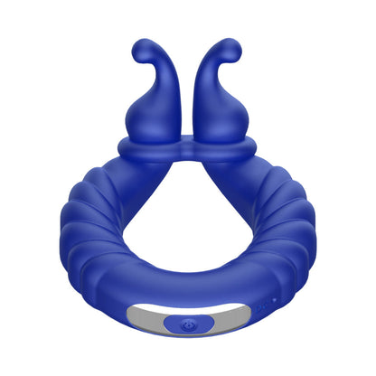FORTO F-24 RECHARGEABLE SILICONE TEXTURED VIBRATING COCKRING BLUE