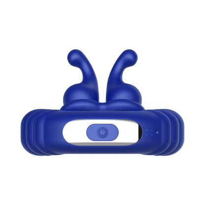 FORTO F-24 RECHARGEABLE SILICONE TEXTURED VIBRATING COCKRING BLUE