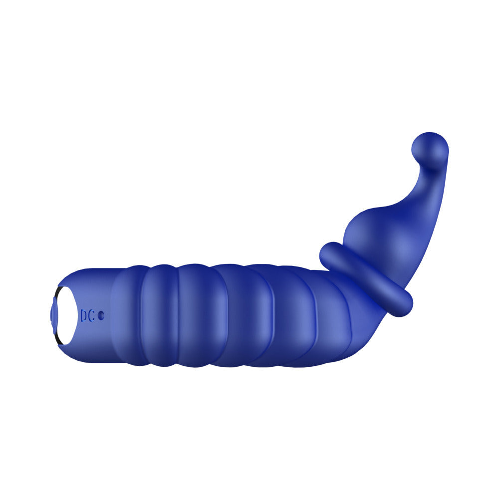 FORTO F-24 RECHARGEABLE SILICONE TEXTURED VIBRATING COCKRING BLUE