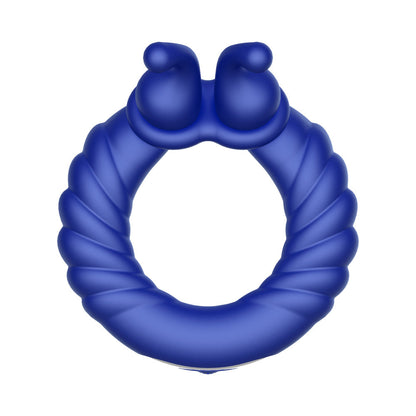 FORTO F-24 RECHARGEABLE SILICONE TEXTURED VIBRATING COCKRING BLUE